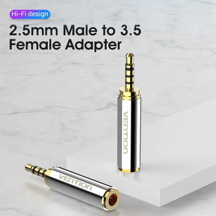 ADAPTADOR AUDIO JACK 2.5/M JACK 3.5/H PLATA VENTION